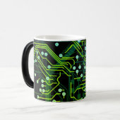 Routing Prozess Grün Schwarz Abstrakt Moderne Cool Verwandlungstasse (Vorderseite Links)
