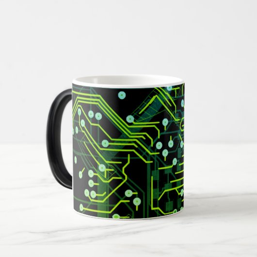 Routing Prozess Grün Schwarz Abstrakt Moderne Cool Verwandlungstasse (Vorderseite Links)