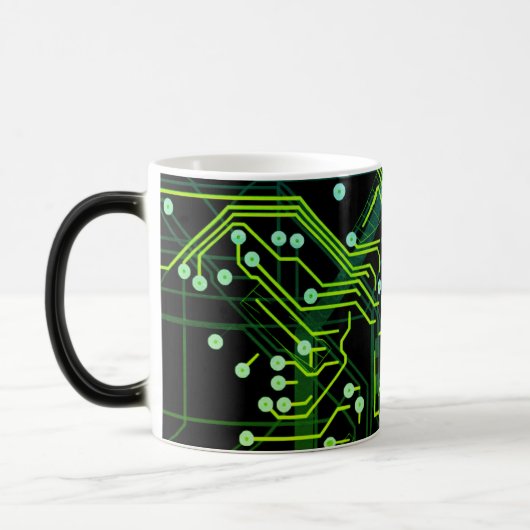 Routing Prozess Grün Schwarz Abstrakt Moderne Cool Verwandlungstasse (Links)