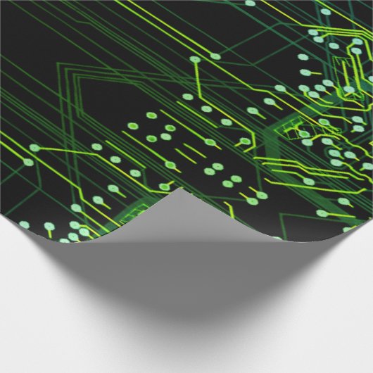 Routing-Prozess Grüner Abstrakter elektronischer G Geschenkpapier (Ecke)