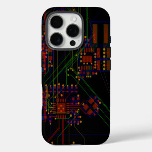 Routing-Prozess Rot Grün Abstrakt Elektronisch Gee iPhone 16 Pro Hülle