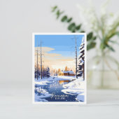 Rovaniemi Finland Vintage Illustration Postkarte (Stehend Vorderseite)