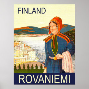 Rovaniemi, Finnland, Frau auf der Küste Poster