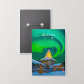 Rovaniemi, Finnland - Magische Aurora Button (Vorderseite/Rückseite)