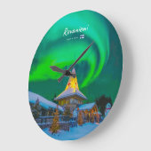 Rovaniemi, Finnland - Magische Aurora Große Wanduhr (Winkel)