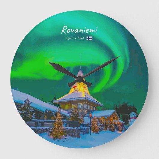 Rovaniemi, Finnland - Magische Aurora Große Wanduhr (Vorderseite)