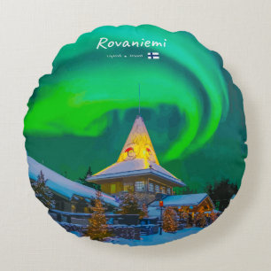 Rovaniemi, Finnland - Magische Aurora  Rundes Kissen