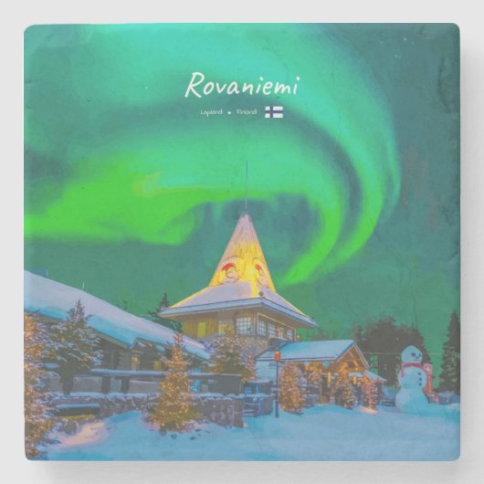 Rovaniemi, Finnland - Magische Aurora Steinuntersetzer (Vorderseite)