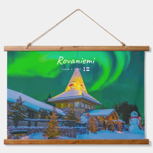 Rovaniemi, Finnland - Magische Aurora  Wandteppich Mit Holzrahmen (Vorne)