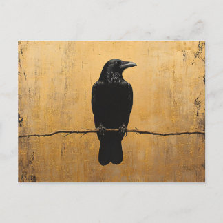 Roven auf einem Zweig Gold Background Postkarte