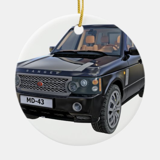 Rover-Auto im Schwarzen Keramik Ornament (Vorne)