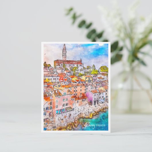 Rovinj Kroatien Reisen Place Watercolor Postkarte (Stehend Vorderseite)