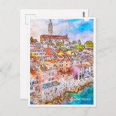 Rovinj Kroatien Reisen Place Watercolor Postkarte (Vorne/Hinten)
