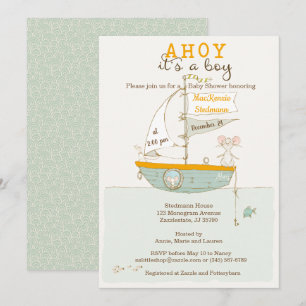 Row Boat Baby Shower Einladung für einen Jungen