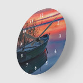 Row Boat Clock Runde Wanduhr (Winkel)