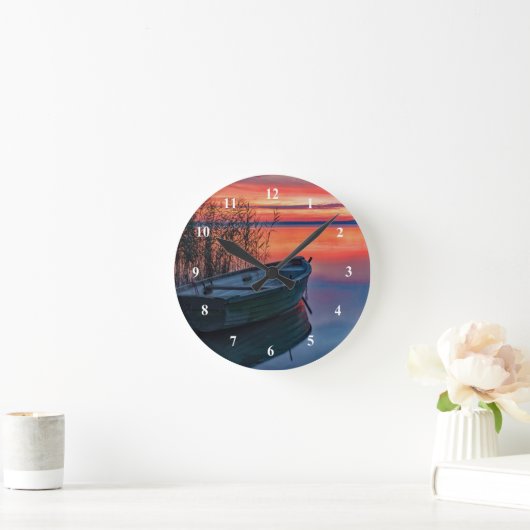 Row Boat Clock Runde Wanduhr (Zuhause)