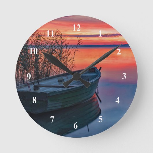 Row Boat Clock Runde Wanduhr (Vorderseite)