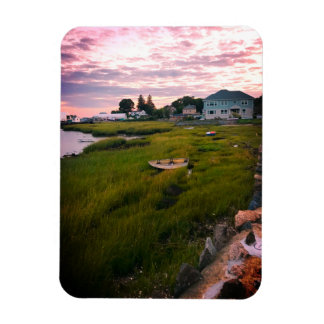 Row Boat in Grass Landscape Photo Magnet