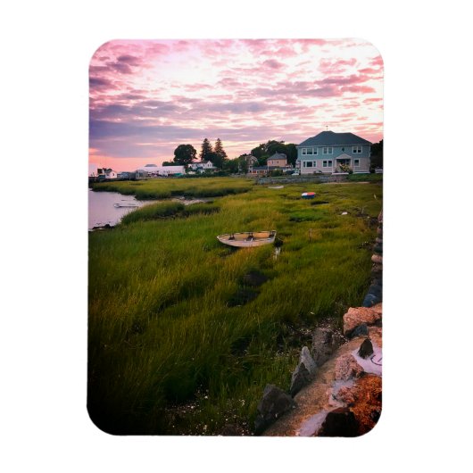 Row Boat in Grass Landscape Photo Magnet (Vertikal)