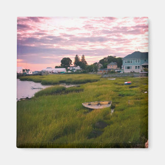 Row Boat in Grass Landscape Photo Magnet