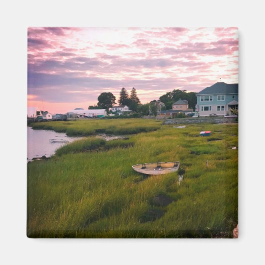 Row Boat in Grass Landscape Photo  Magnet (Vorne)