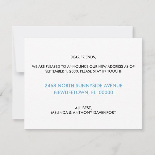 Row Boat Wir bewegen Blue Announcement Card Ankündigung (Rückseite)