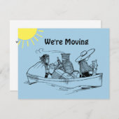 Row Boat Wir bewegen Blue Announcement Card Ankündigung (Vorne/Hinten)