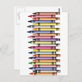 ROW FARBENE CRAYONS GRAFIK BACKGRUNDS FARBEN POSTKARTE (Vorne/Hinten)