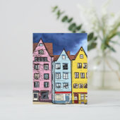 ROW HOUSES ART COLORFUL POSTCARD POSTKARTE (Stehend Vorderseite)