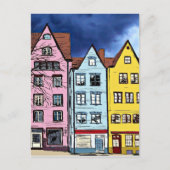 ROW HOUSES ART COLORFUL POSTCARD POSTKARTE (Vorderseite)