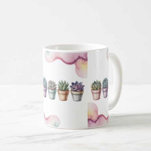 Row of mini potted succulents kaffeetasse (VorderseiteRechts)