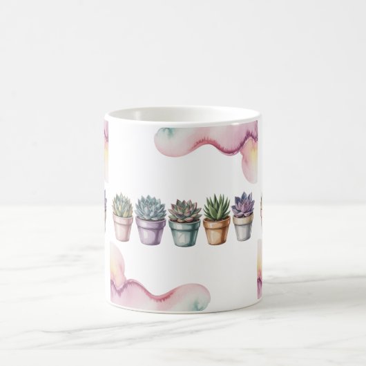 Row of mini potted succulents kaffeetasse (Mittel)
