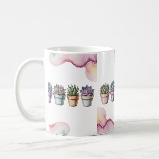 Row of mini potted succulents kaffeetasse (Links)