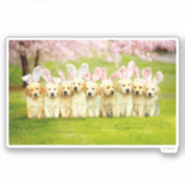 Row of Puppy Bunnies Aufkleber (Vorderseite)