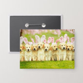 Row of Puppy Bunnies Button (Vorderseite/Rückseite)