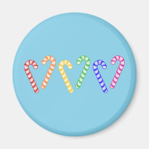 Row of Rainbow Candy Canes Magnet