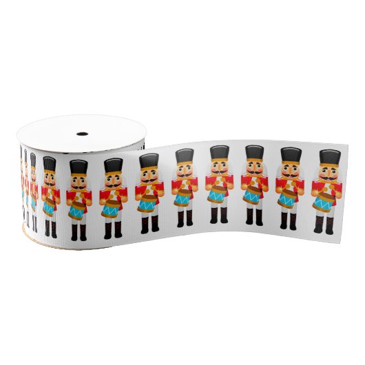 Row of Red Christmas Nutcracker Drummers Ripsband (Spule)