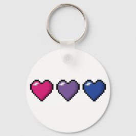 Row of Three Bisexual Pride Flag Pixel Hearts Schlüsselanhänger