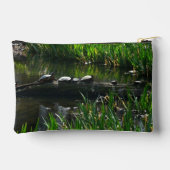 Row of Turtles Green Nature Photo Zubehörtasche (Rückseite)