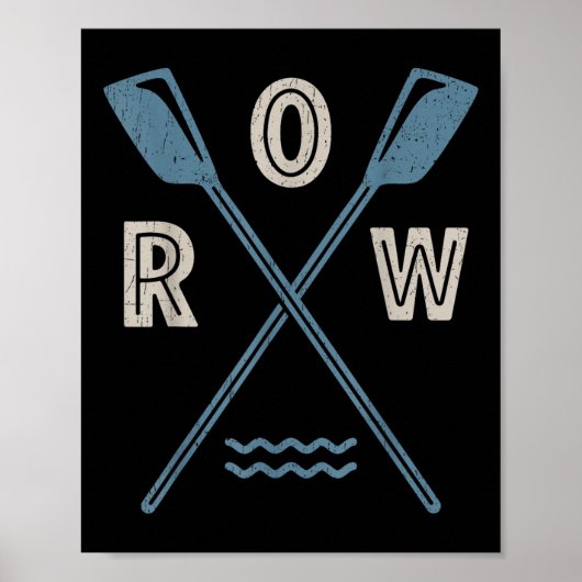 Row Rowing Crew Coxswain Rower Retro Boat Paddle S Poster (Vorne)