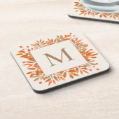 Rowan Berries & Herbstlaubs Monogram Getränkeuntersetzer (Linke Seite)