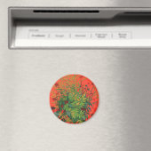 Rowan Blätter & Red Berries über Orange Modern Flo Magnet (In Situ (Geschirrspüler))