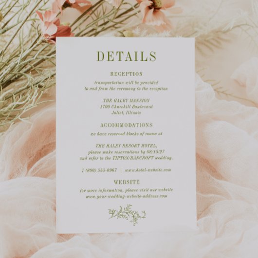 ROWAN Botanical Wedding Details Card Einladung