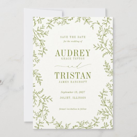 ROWAN Botanical Wedding Photo Save The Date (Vorderseite)