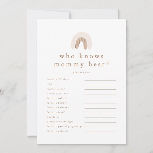 ROWAN, der die Mommy Best Baby Shower Game Card ke Einladung (Vorderseite)