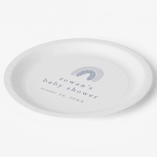 ROWAN Einzigartiger Boy Blue Boho Rainbow Baby Dus Pappteller (Schrägansicht)