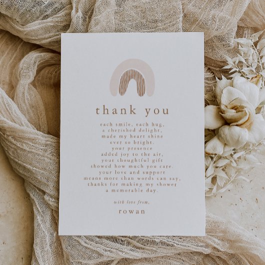 ROWAN Einzigartiges Girl Pink Boho Rainbow Baby Du Dankeskarte