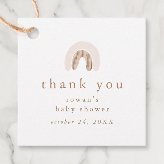 ROWAN Girl Pink Boho Rainbow Baby Dusche Vielen Da Geschenkanhänger (Vorderseite)