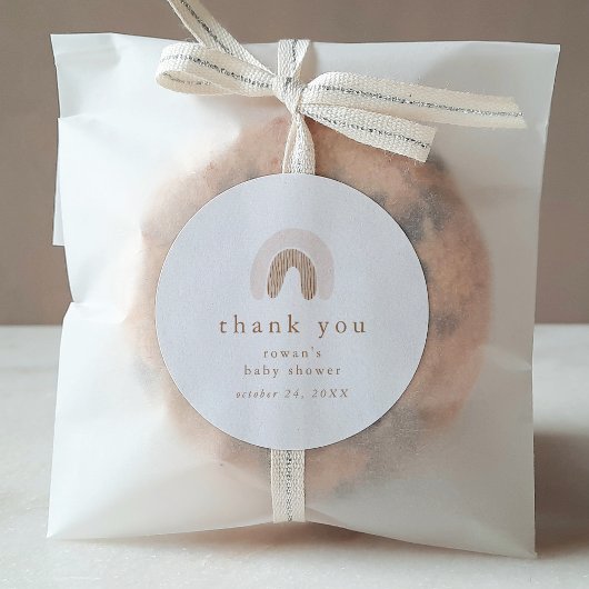 ROWAN Girl Pink Boho Rainbow Baby Dusche Vielen Da Runder Aufkleber