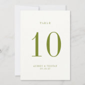 ROWAN Green Wedding Table Number Card Einladung (Rückseite)